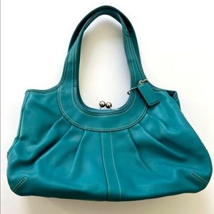 Coach Ergo Kiss Lock Teal Hobo